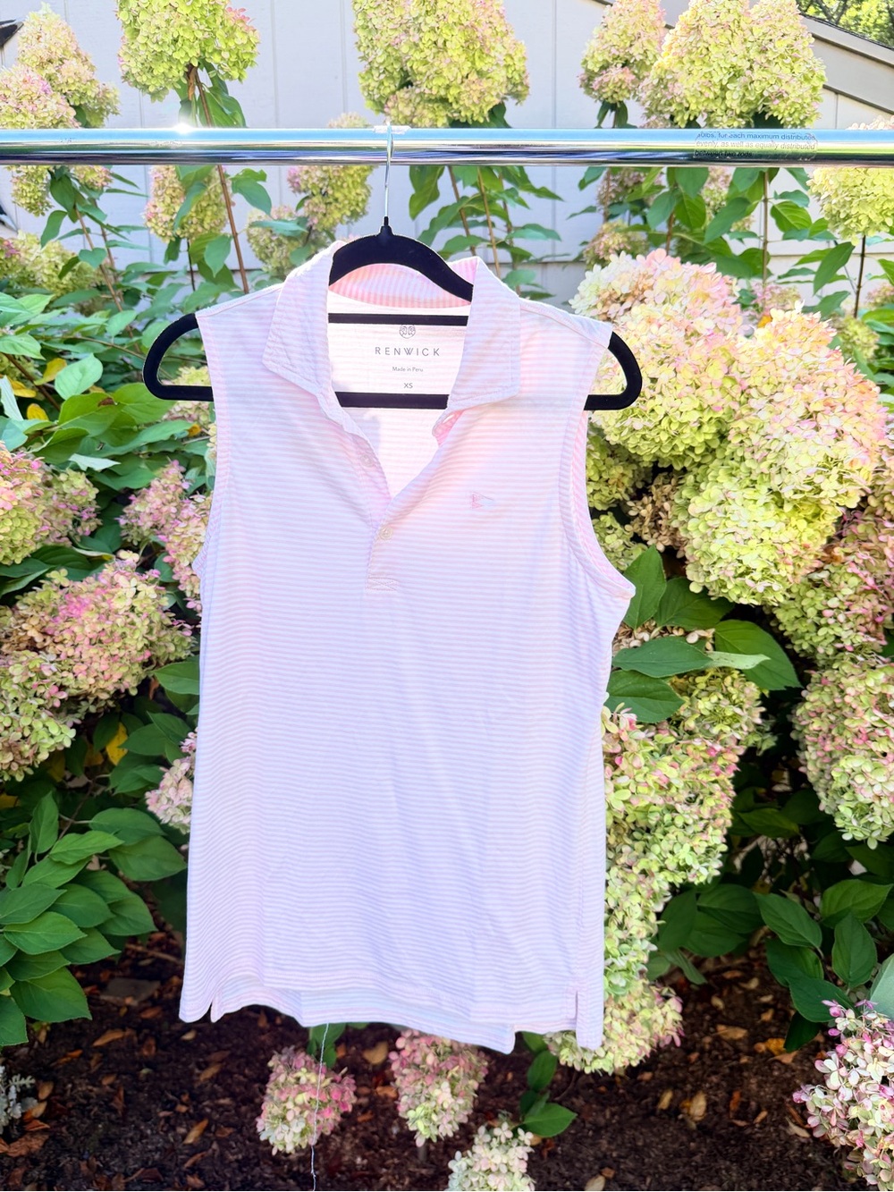 Renwick Sleeveless Polo Tank Top in Light Pink Stripe